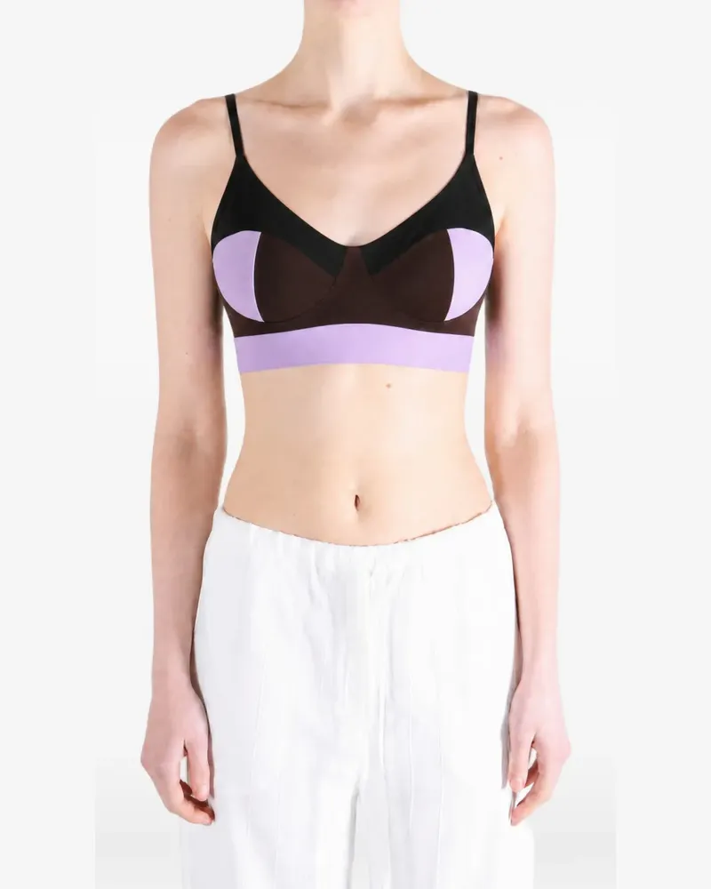 Baserange colour-block triangle bra top - Schwarz Schwarz