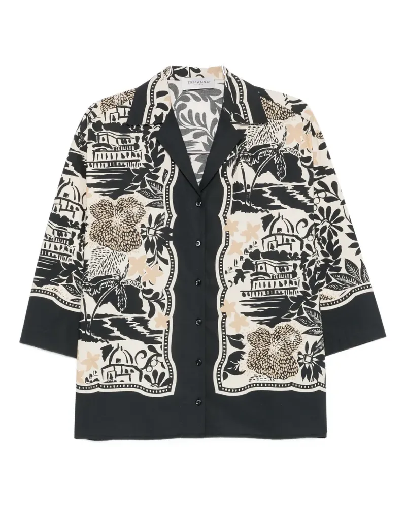 Ermanno Scervino graphic-print notch-lapel shirt - Schwarz Schwarz
