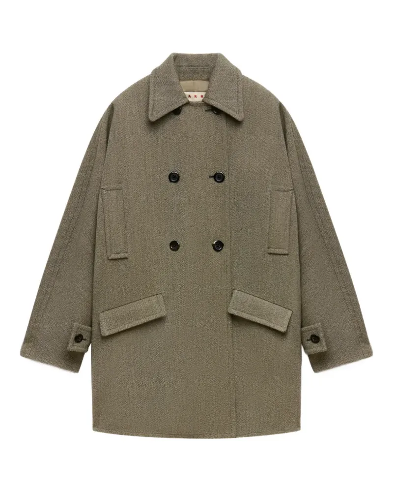 Marni Doppelreihiger Tweed-Mantel - Grün Grün
