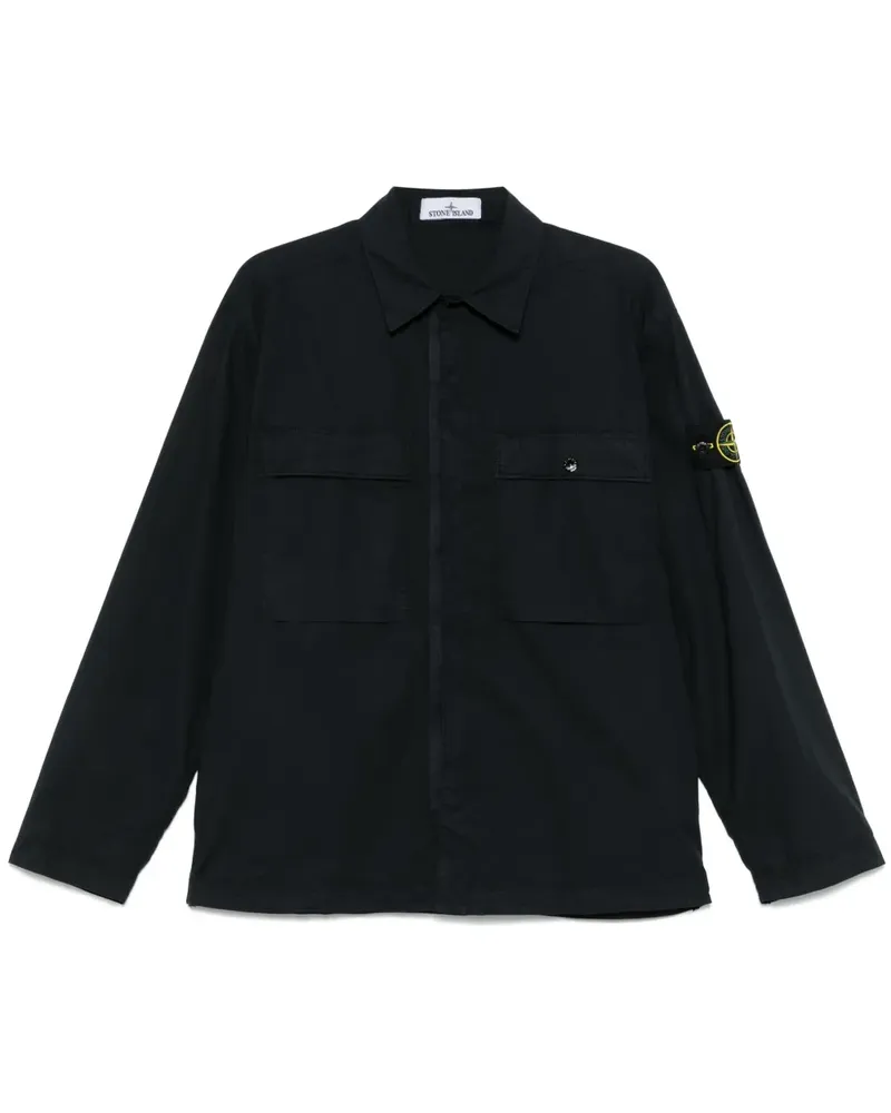 Stone Island Hemd mit Kompass-Patch - Schwarz Schwarz