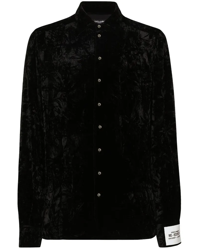 Dolce & Gabbana Hemd aus Samt - Schwarz Schwarz