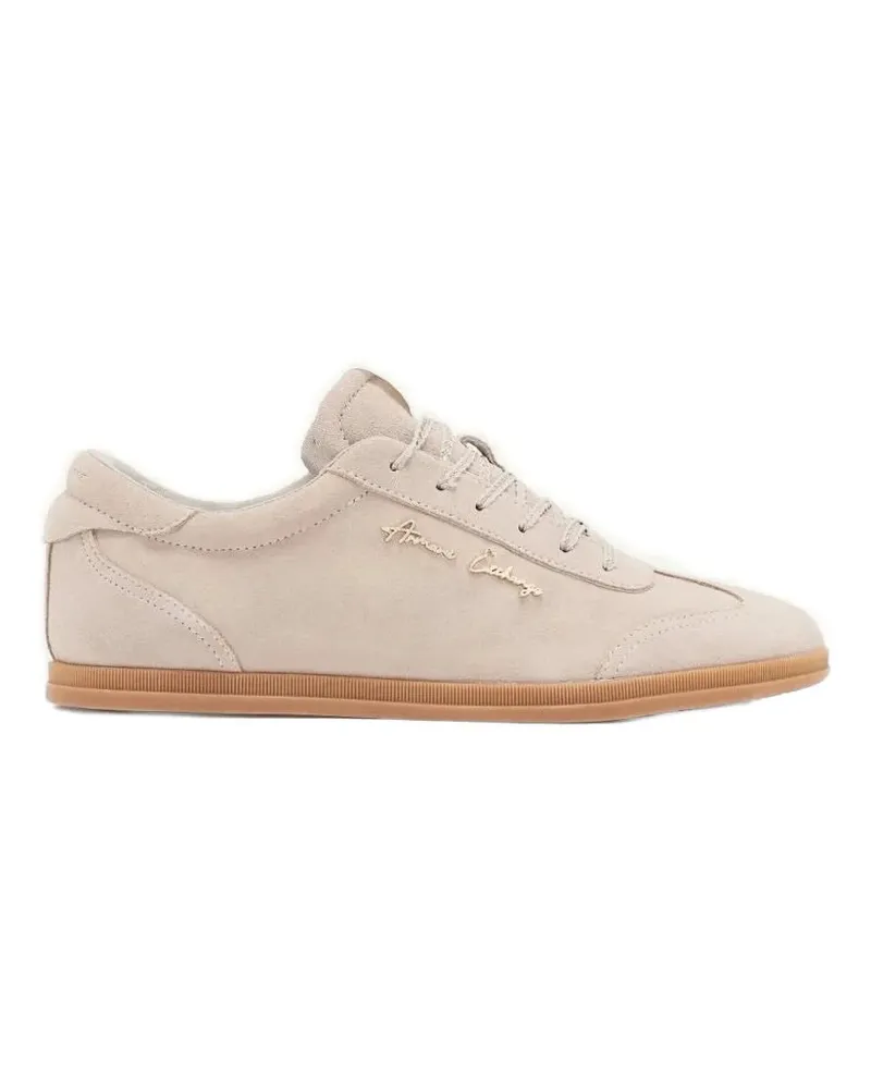 Armani Exchange logo-plaque suede sneakers - Nude Nude