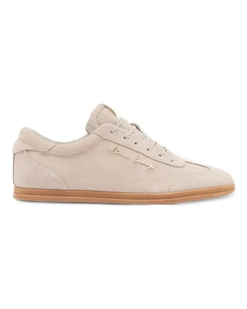 Armani Exchange logo-plaque suede sneakers - Nude Nude