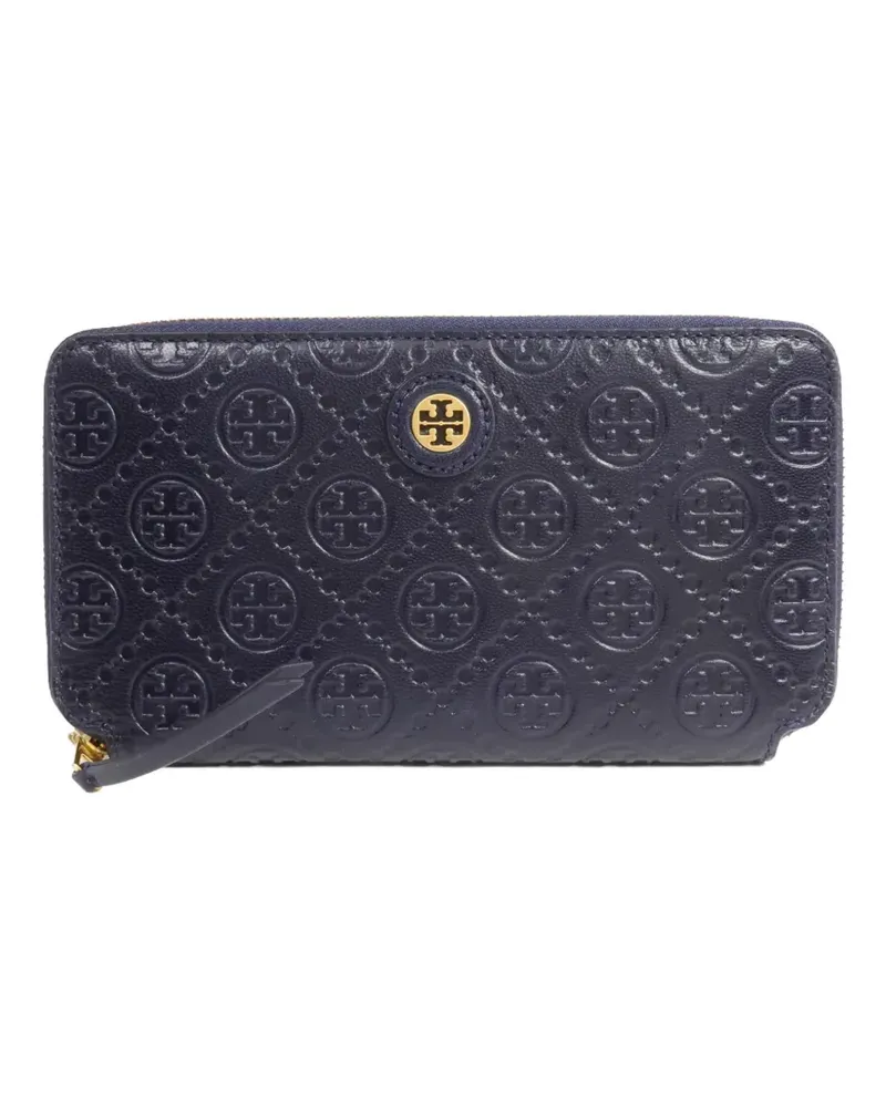 Tory Burch logo-embossed zip-around wallet - Blau Blau