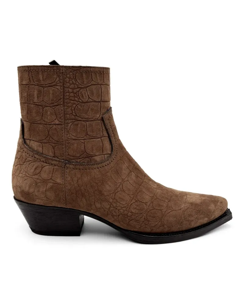 Saint Laurent Lukas Stiefeletten mit Kroko-Effekt - Braun Braun