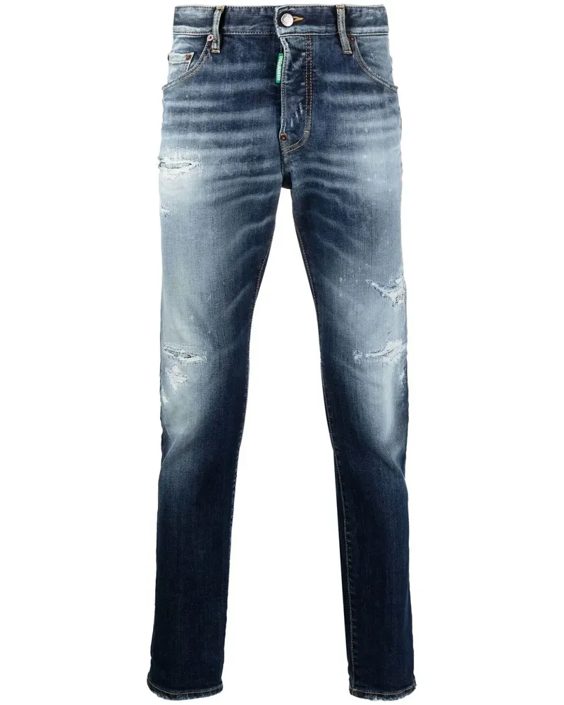Dsquared2 Schmale Jeans im Distressed-Look - Blau Blau