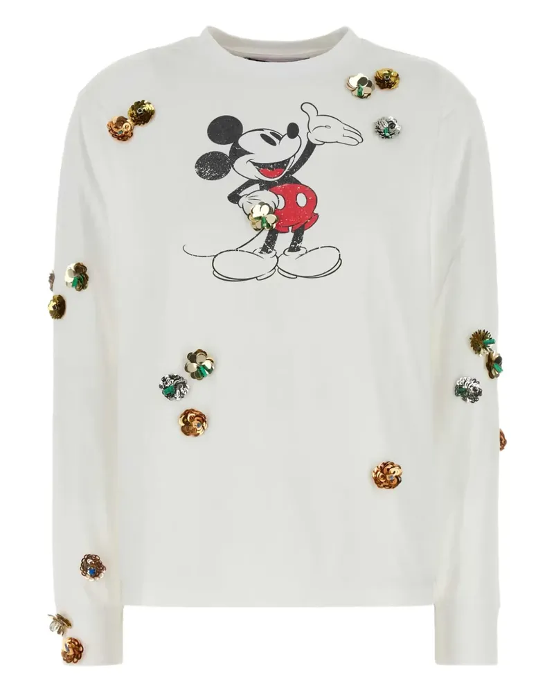 COPERNI x Disney Langarmshirt mit Micky-Maus-Verzierung - Weiß Weiß