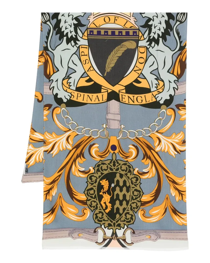 Aspinal of London Seidenschal mit Print - Blau Blau
