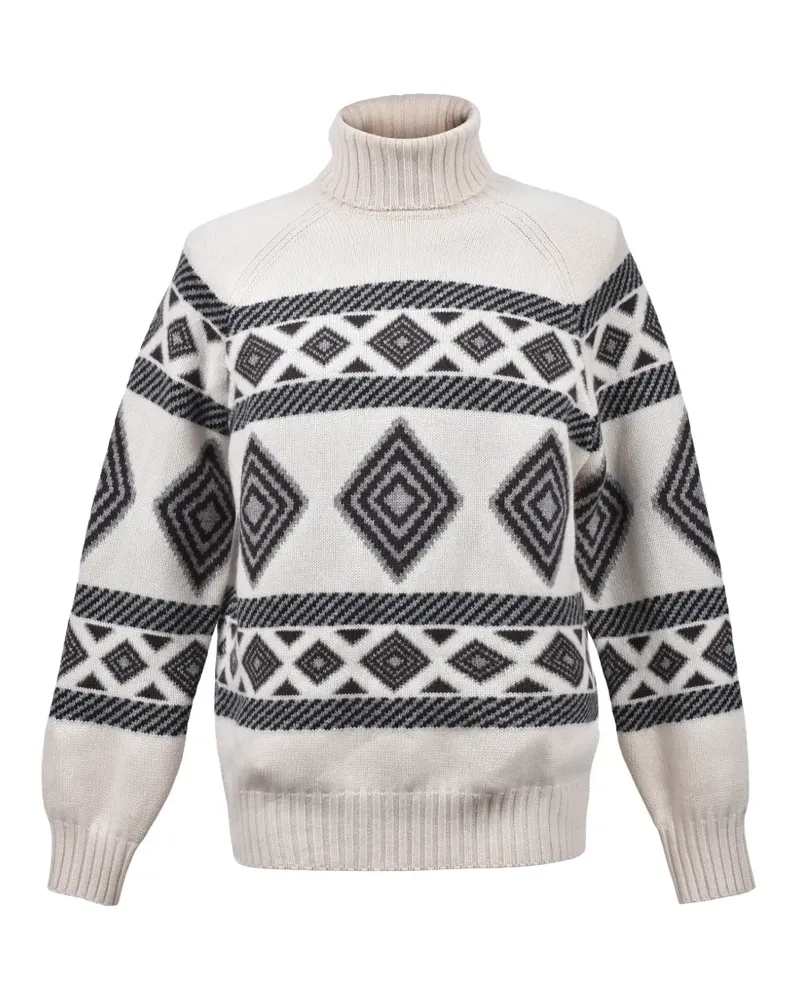 Brunello Cucinelli patterned turtleneck sweater - Nude Nude