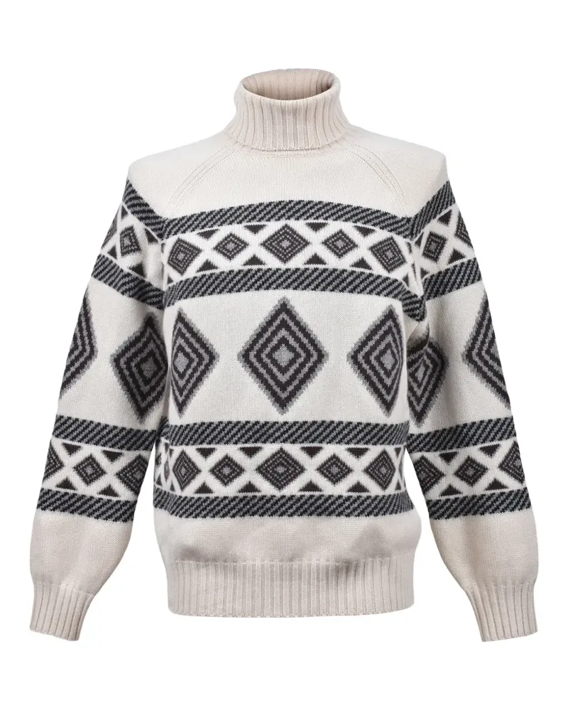 Brunello Cucinelli patterned turtleneck sweater - Nude Nude