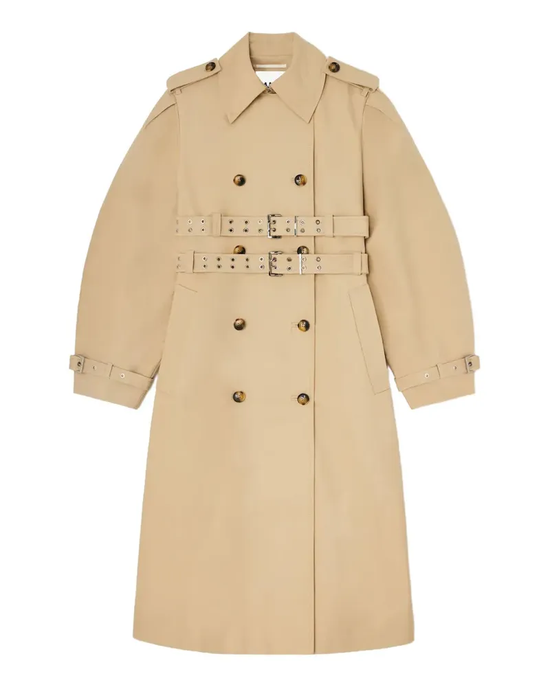 Ganni Trenchcoat mit doppeltem Gürtel - Nude Nude