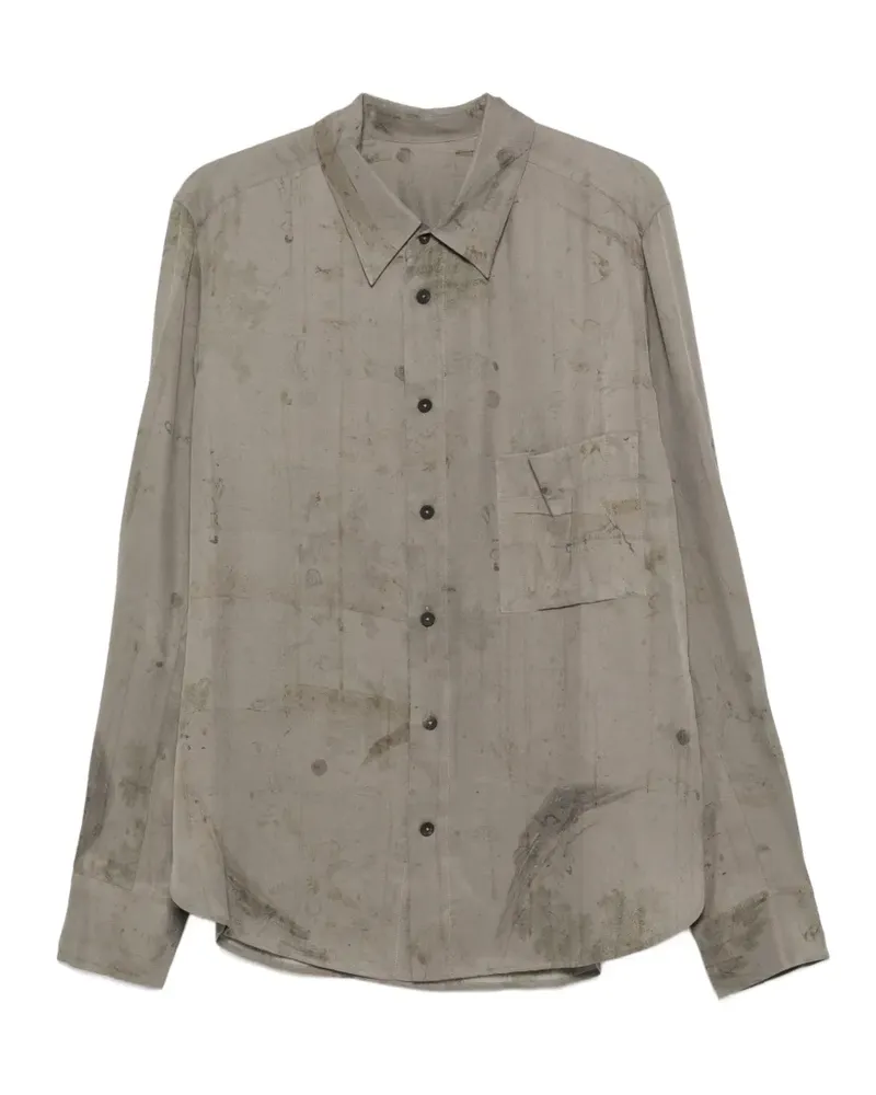 Ziggy Chen pocket print shirt - Grau Grau