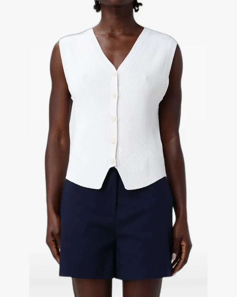 Armani Exchange ribbed-knit V-neck gilet - Weiß Weiß
