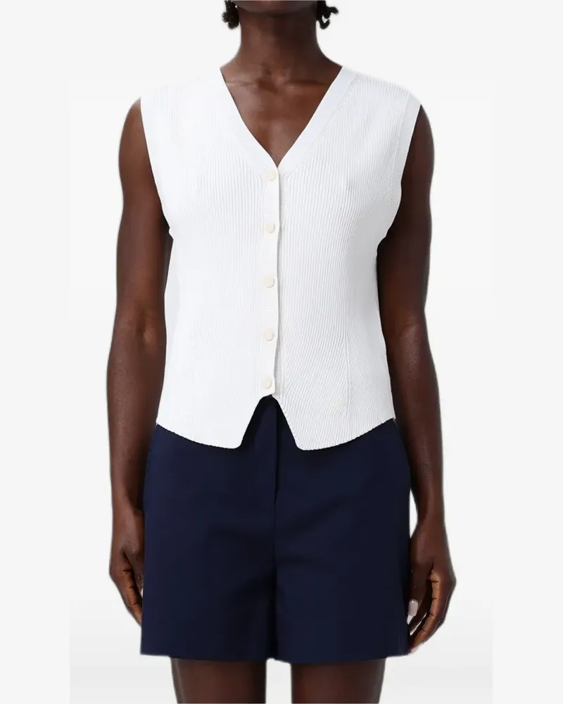 Armani Exchange ribbed-knit V-neck gilet - Weiß Weiß