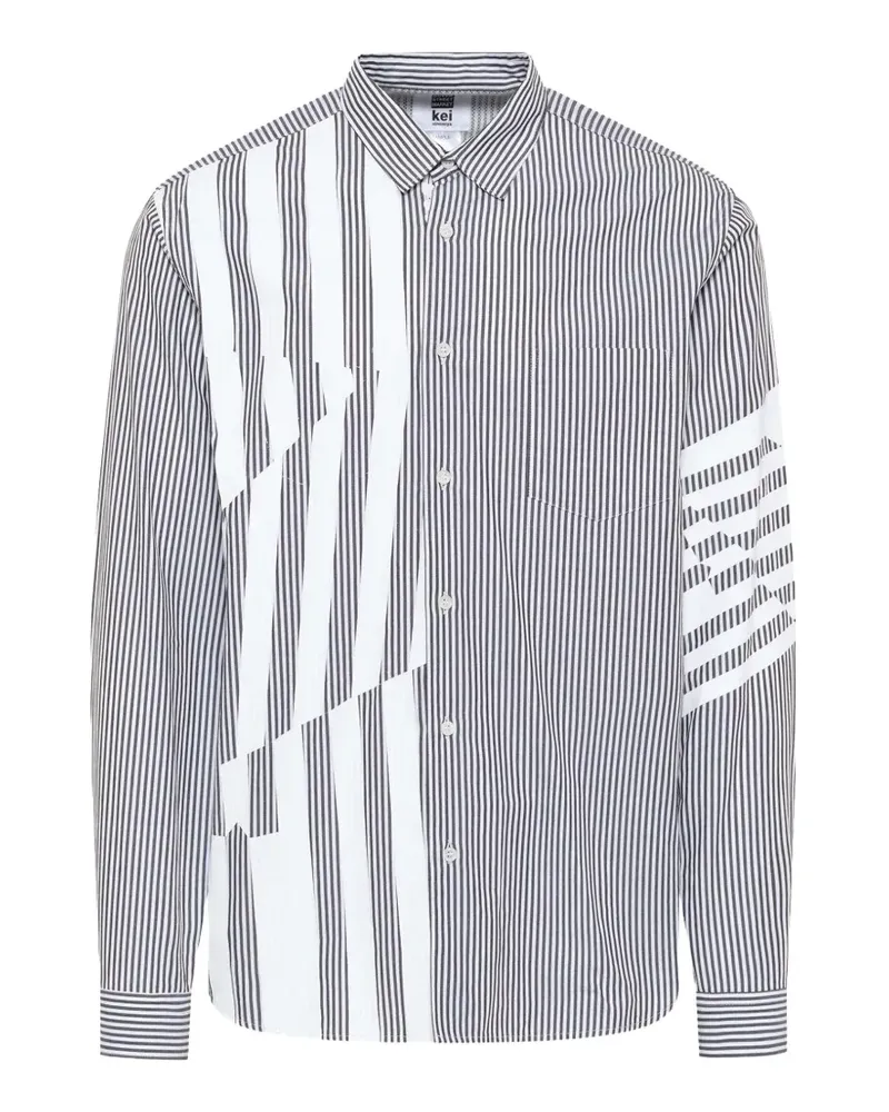 Noir Kei Ninomiya printed striped organic cotton shirt - Schwarz Schwarz
