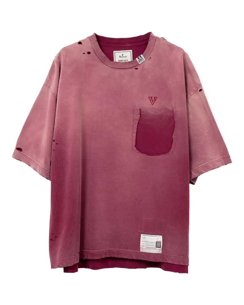 MIHARAYASUHIRO Ausgeblichenes Sun T-Shirt mit Brusttasche - Rot Rot