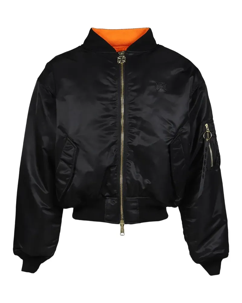 VETEMENTS leather-patch crosses bomber jacket - Schwarz Schwarz