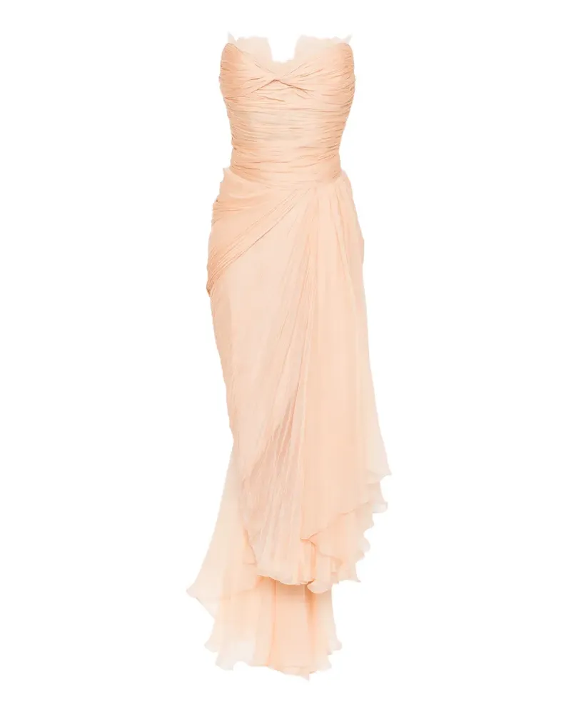 Maria Lucia Hohan Schulterfreies Jolie Midikleid mit Rüschen - Nude Nude