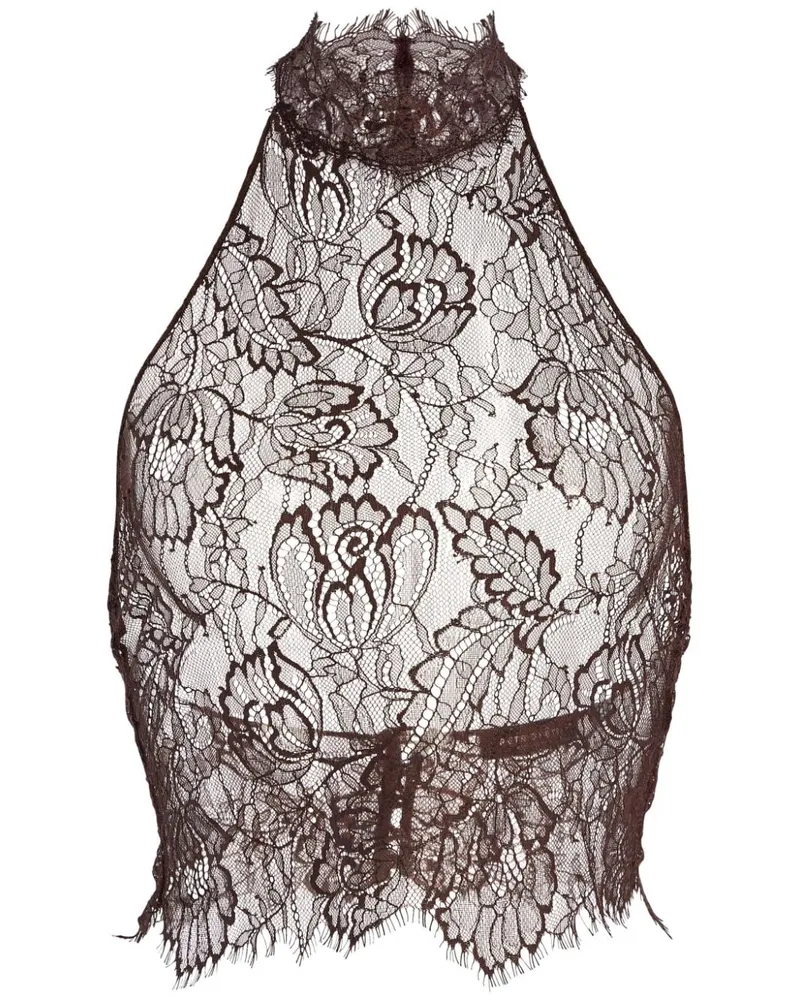 Retrofête Violet Top aus Spitze - Braun Braun