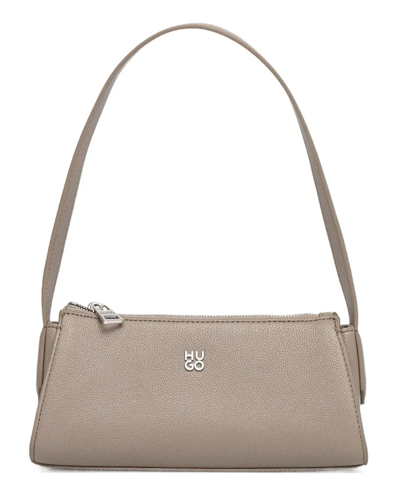 HUGO BOSS Schultertasche mit Logo-Schild - Nude Nude