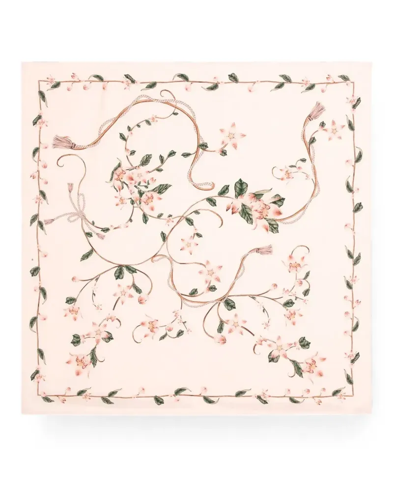 AGUA BENDITA Ceiba Navegante floral-print silk scarf - Nude Nude