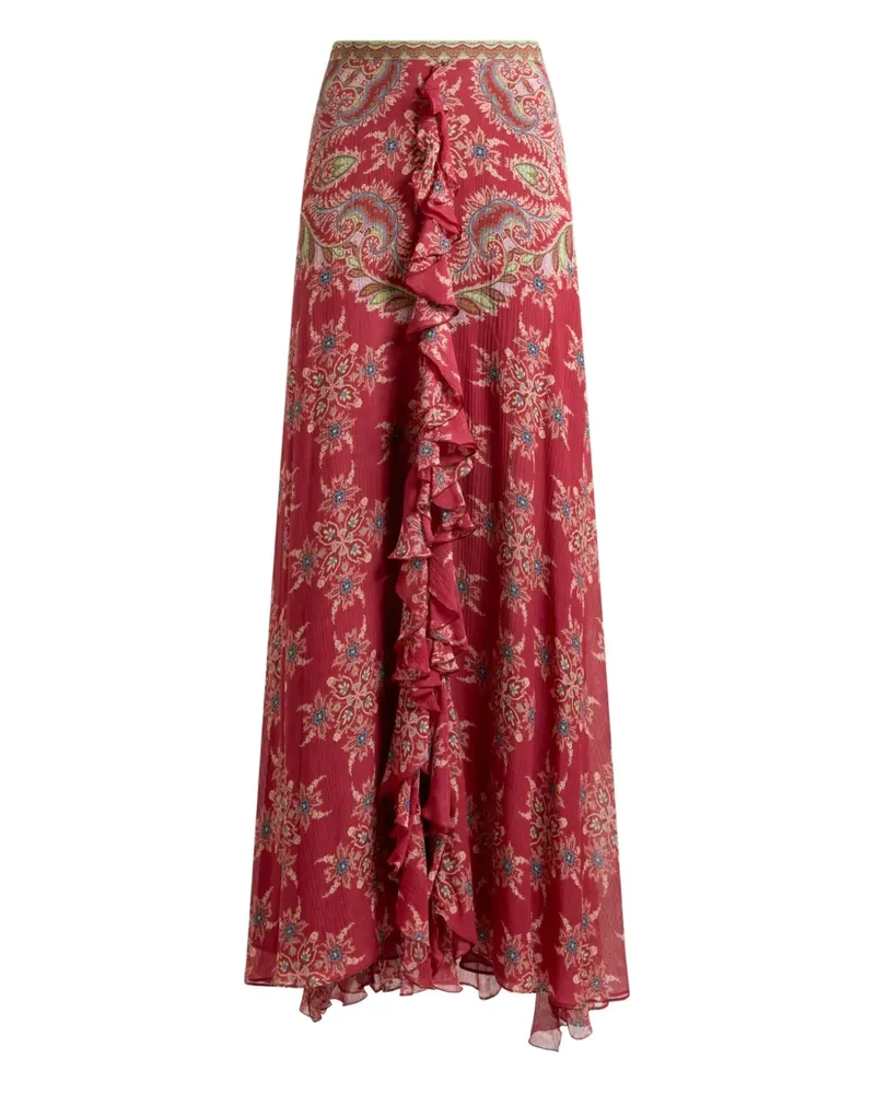 Etro Hoch sitzender Rock mit Paisley-Print - Rot Rot