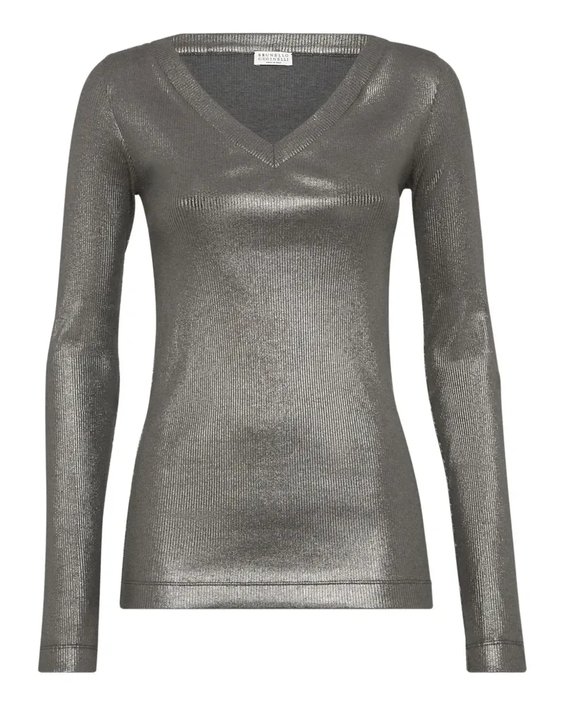 Brunello Cucinelli T-Shirt mit V-Ausschnitt - Grau Grau