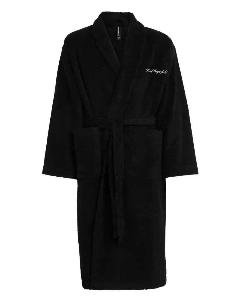 Karl Lagerfeld Morgenmantel mit Logo-Stickerei - Schwarz Schwarz