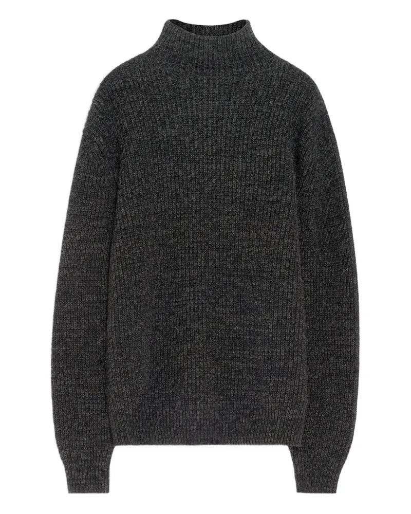 Christophe Lemaire Gerippter Pullover mit Stehkragen - Schwarz Schwarz