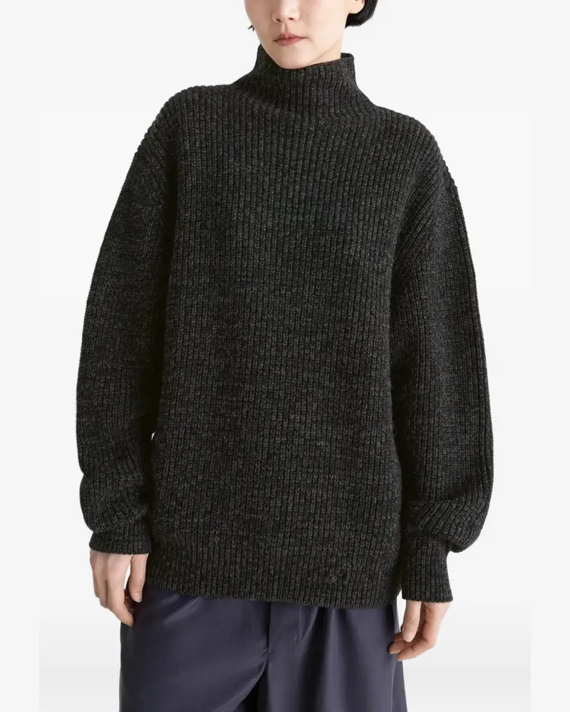 Christophe Lemaire Gerippter Pullover mit Stehkragen - Schwarz Schwarz