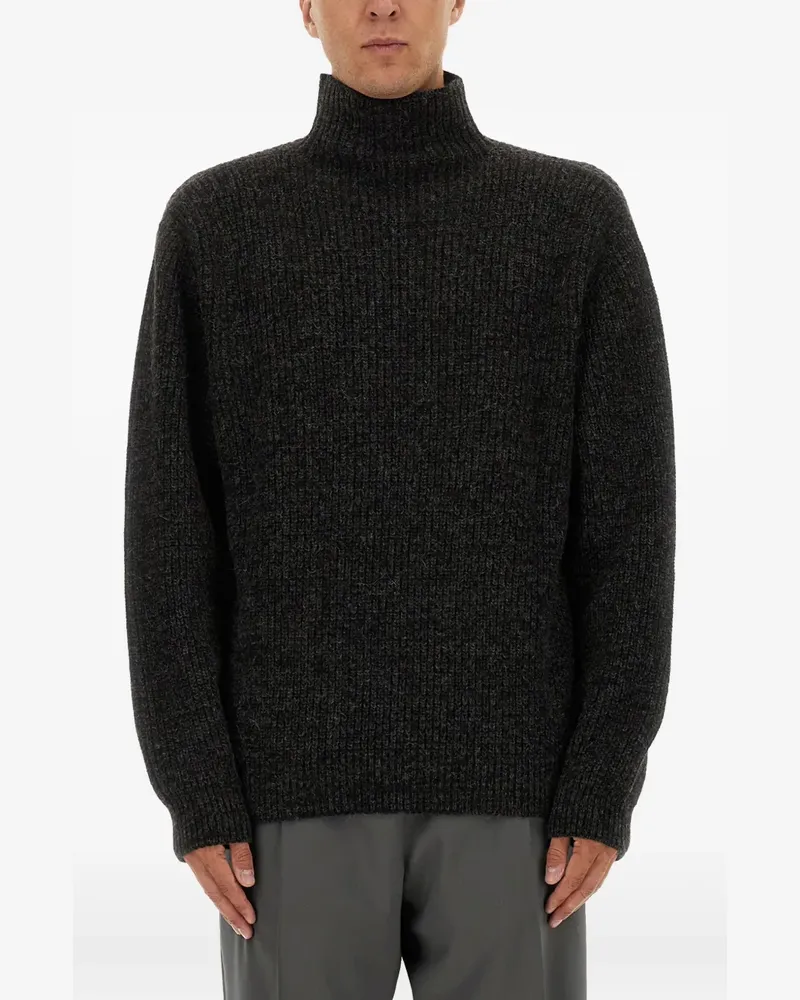 Christophe Lemaire Gerippter Pullover mit Stehkragen - Schwarz Schwarz