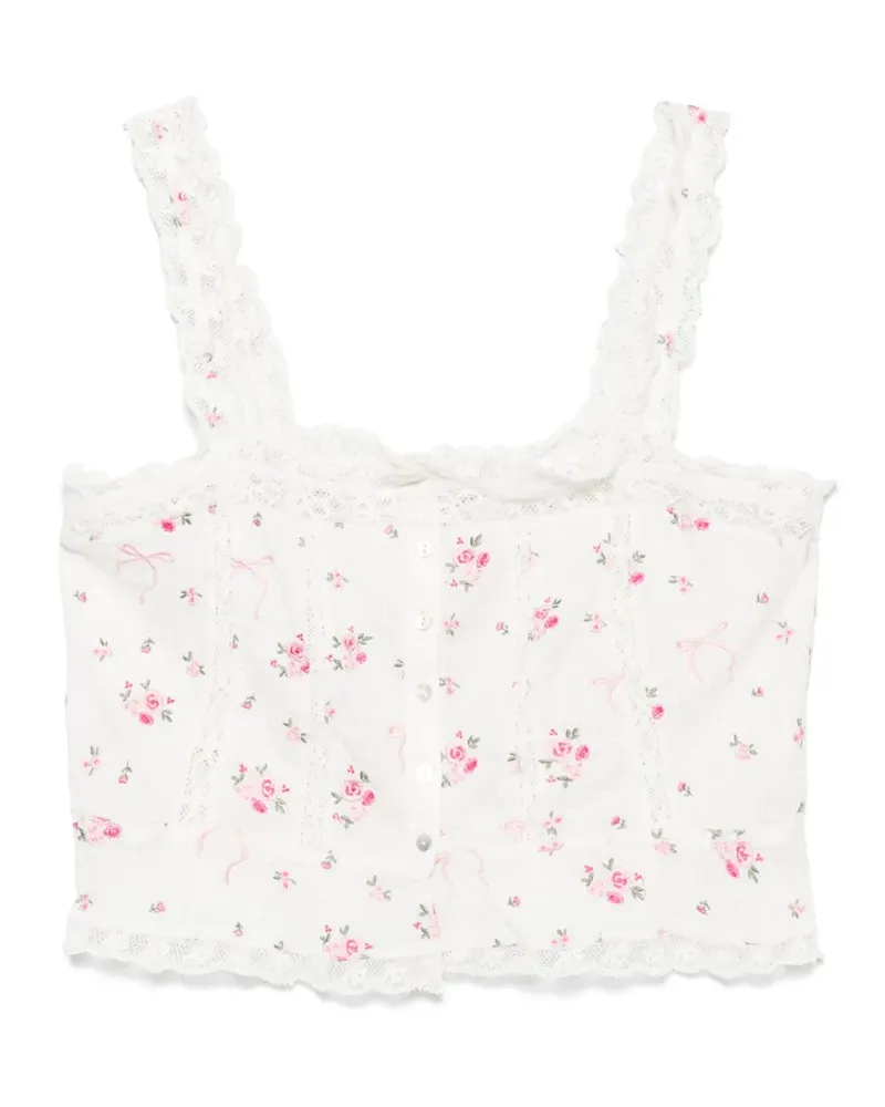 LoveShackFancy Vietta Cropped-Top - Weiß Weiß