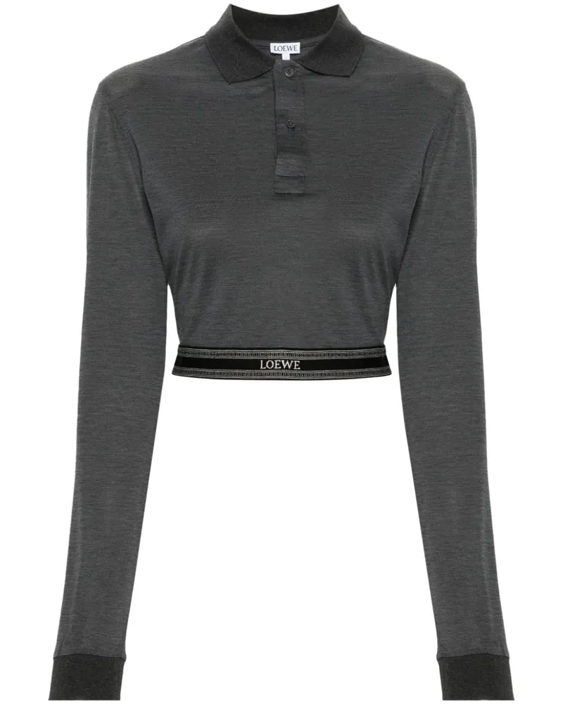Loewe Cropped-Poloshirt mit Logo-Bund - Grau Grau