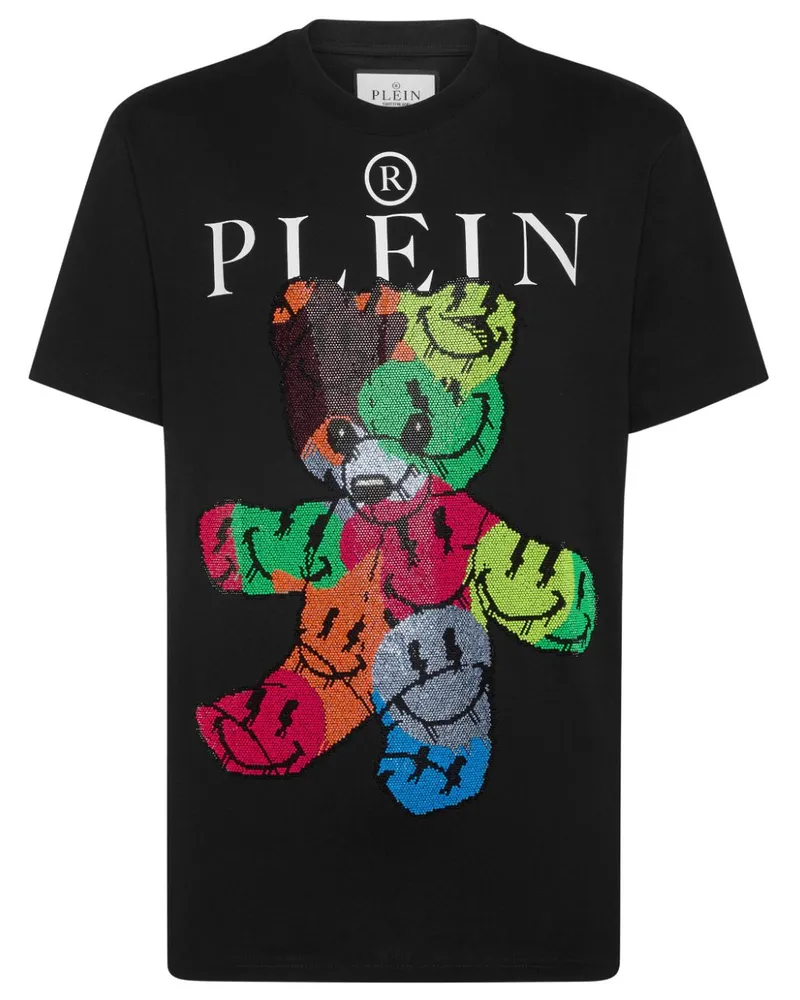 Philipp Plein T-Shirt mit Teddy - Schwarz Schwarz
