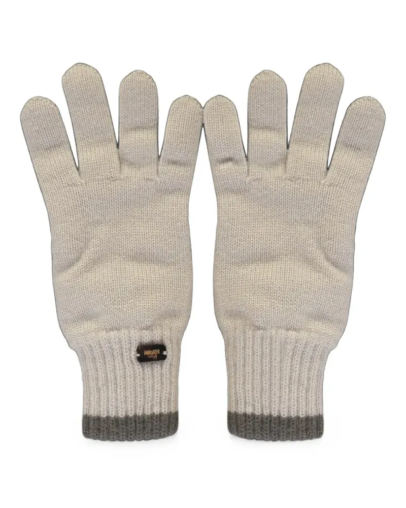 MOORER logo-plaque ribbed-trim gloves - Nude Nude
