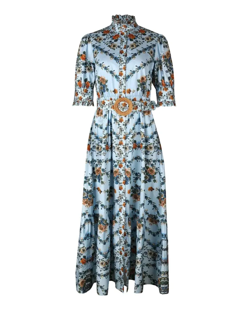 Borgo De Nor Marni ruffled floral midi dress - Blau Blau
