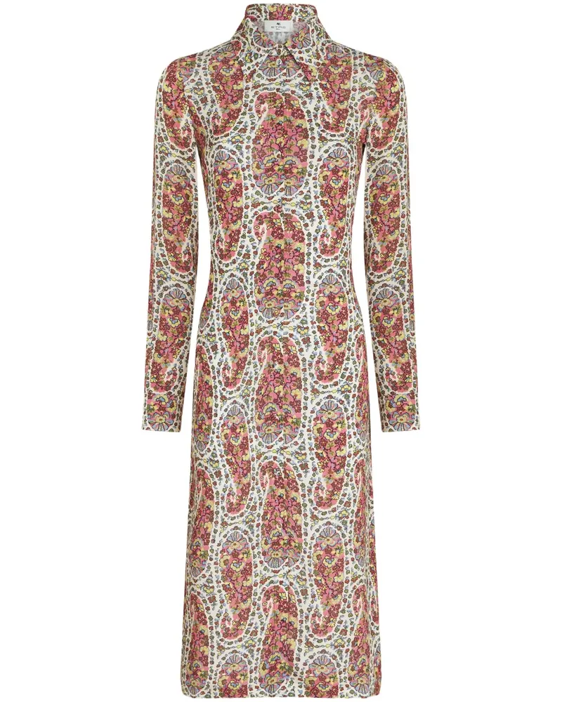 Etro Midikleid mit Blumen-Print - Weiß Weiß