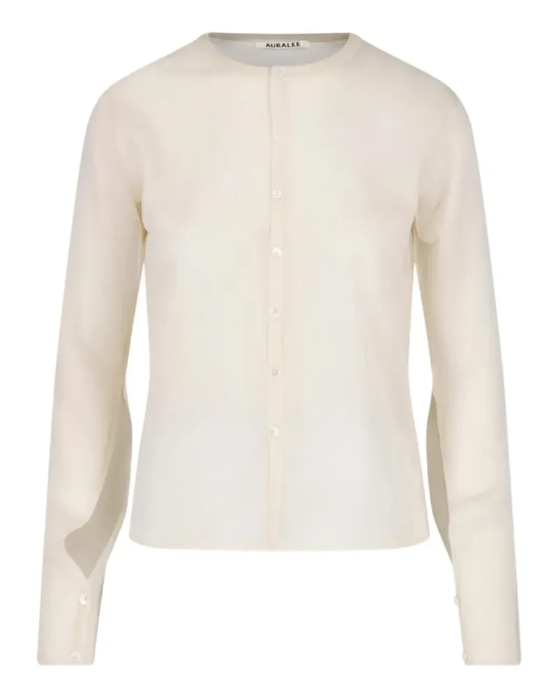 AURALEE button-up crew-neck top - Nude Nude
