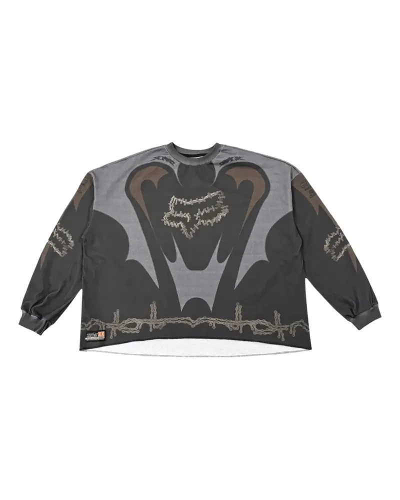 Travis Scott Fox Racing Langarmshirt - Grau Grau