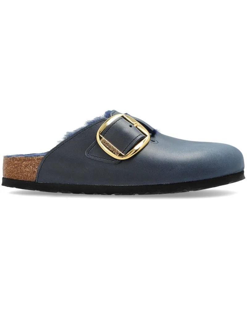 Birkenstock Boston Big Buckle Slipper mit Shearling-Besatz - Blau Blau