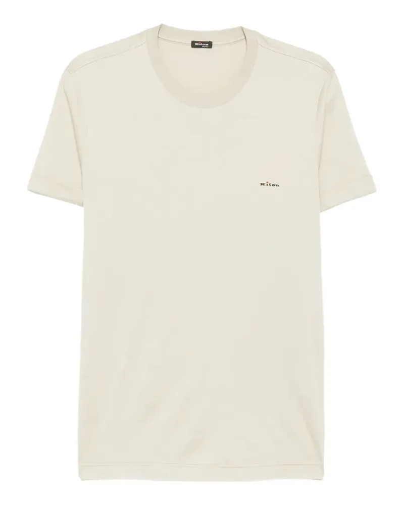 Kiton T-Shirt mit Logo-Stickerei - Nude Nude