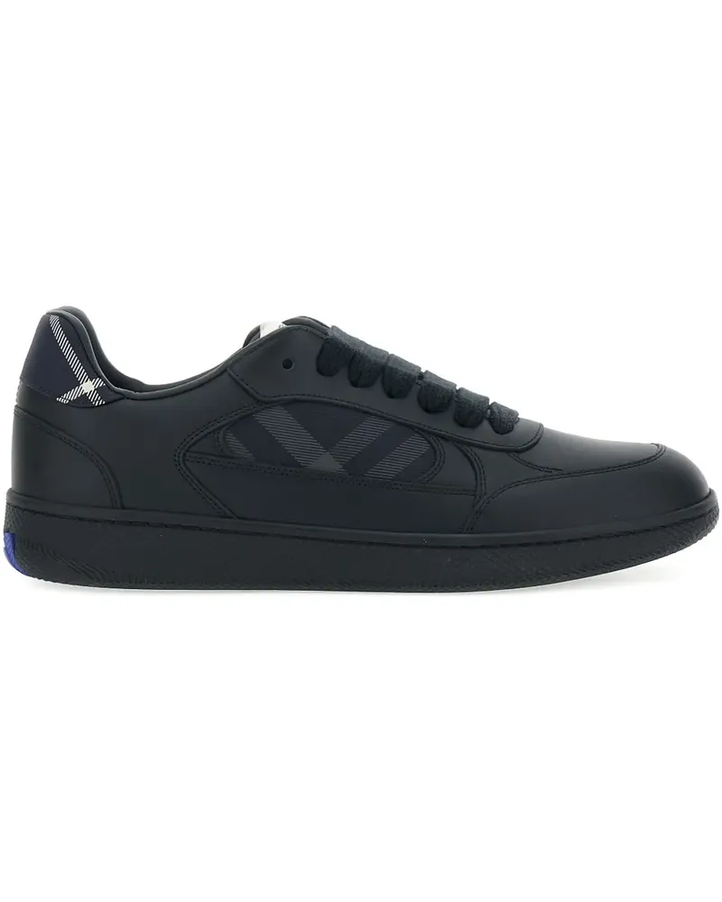Burberry logo check leather trainers - Schwarz Schwarz