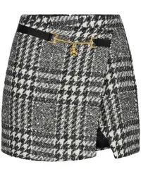 Elisabetta Franchi Laminierter Tweed-Wickelrock Schwarz