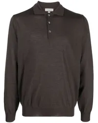 Canali Langärmeliges Poloshirt Braun