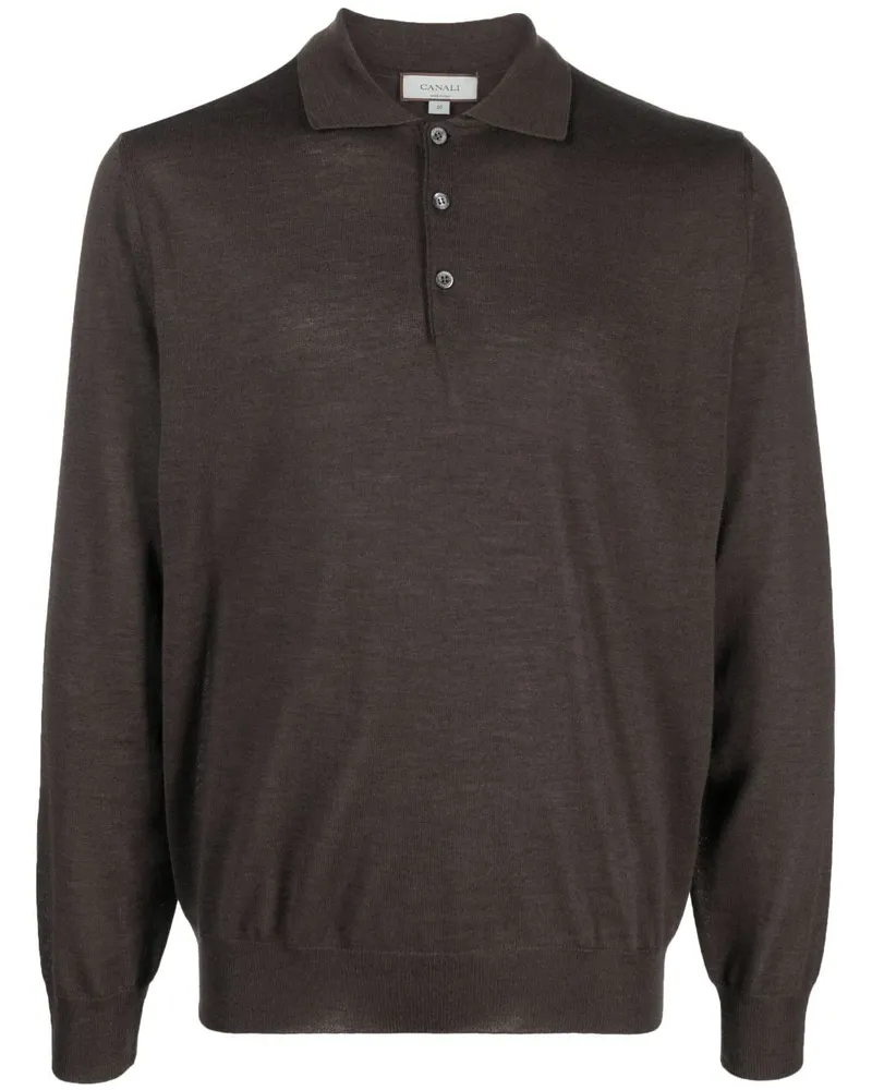 Canali Poloshirt aus Merinowolle - Braun Braun