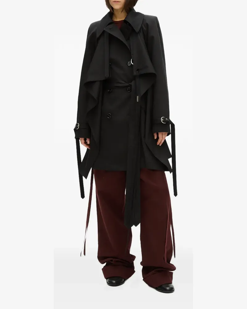 Ann Demeulemeester Drapierter Reppa Trenchcoat - Schwarz Schwarz