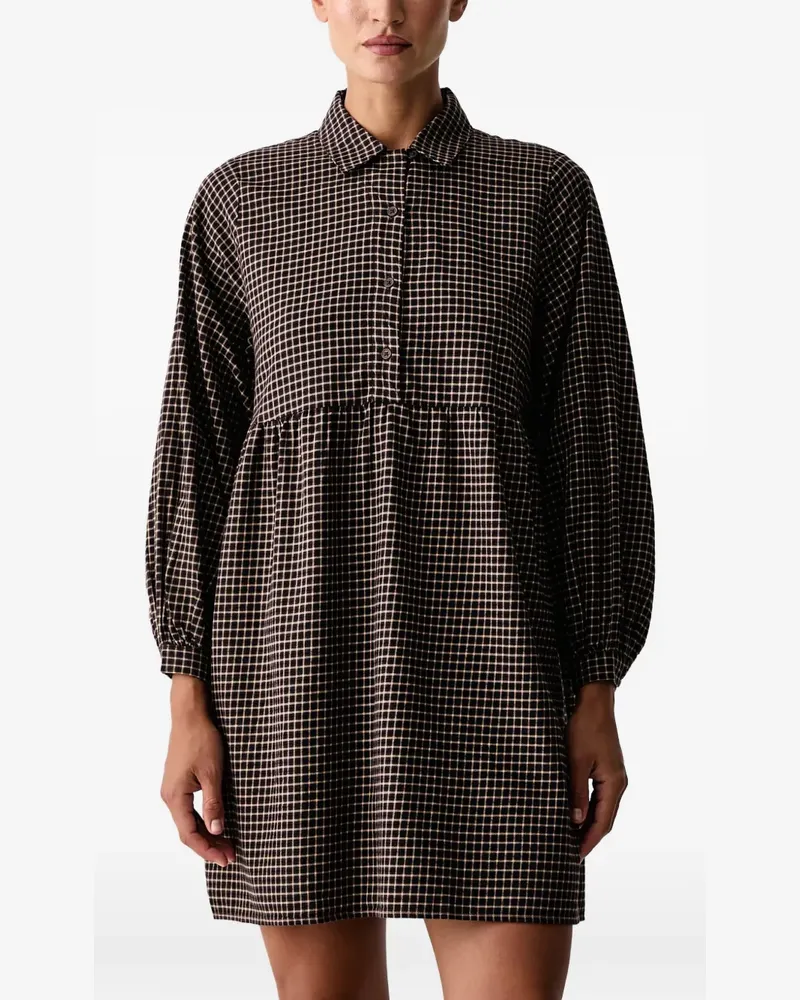 Marc O'Polo Gesmoktes Minikleid mit Karo-Print - Braun Braun