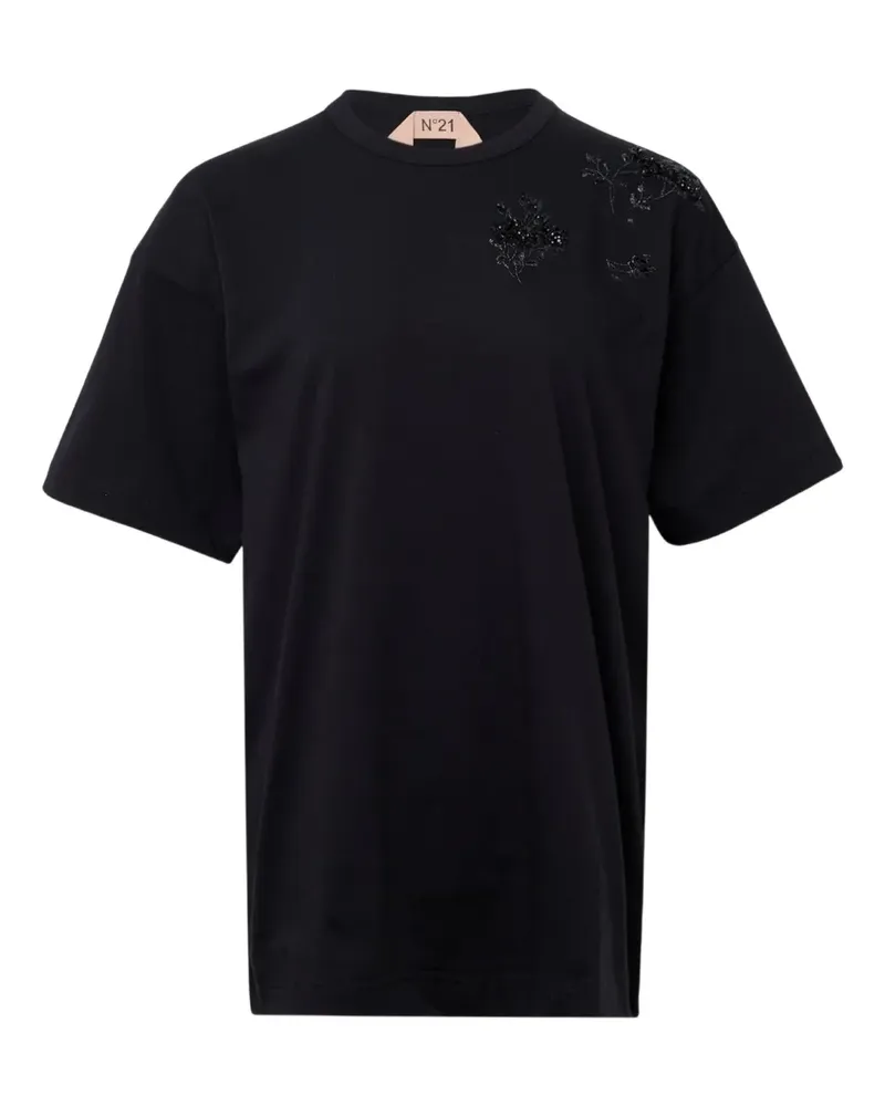 N° 21 T-Shirt mit Stickerei - Schwarz Schwarz