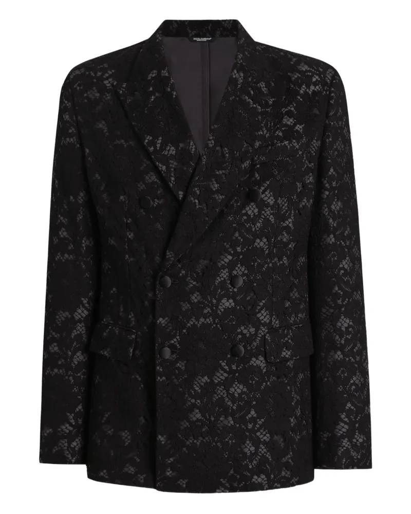 Dolce & Gabbana Doppelreihiges Spitzensakko - Schwarz Schwarz