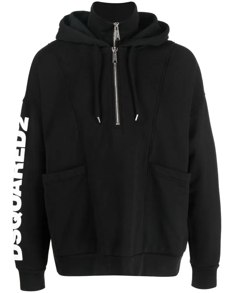 Dsquared2 Kapuzenjacke mit Logo-Print - Schwarz Schwarz
